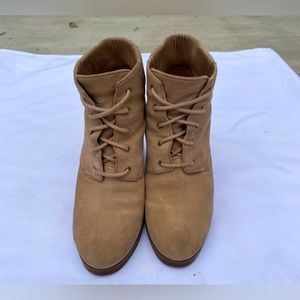 Michael Kors Women's Carrigan Shearling Wedge Booties, Dark Khaki, Size 7